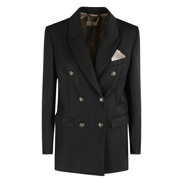 エリザベスフランキ レディース 上衣＆上衣 アウター Double-breasted blazer Black