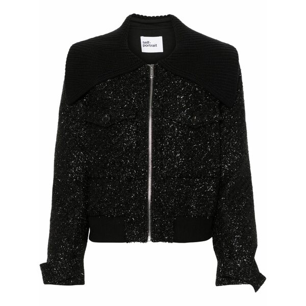セルフ・ポートレイト レディース 上衣＆上衣 アウター Boucl?? bomber jacket Black