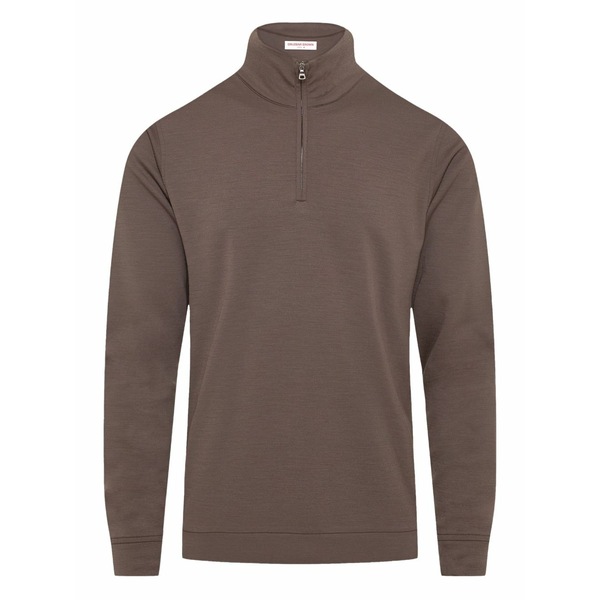 オール赤ちょうちん 赤銅色 メンズ 編み物\u0026プルオーバー アウター Isar half-zip merino wool sweater Brown