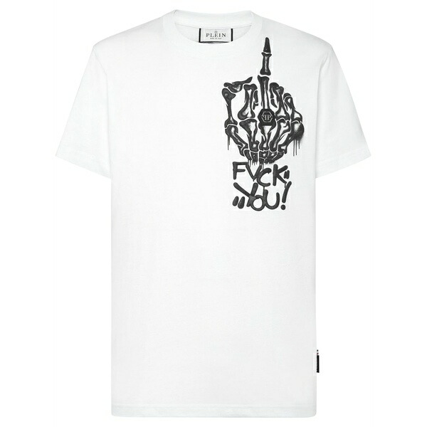 フィリップ飾り気の無い メンズ プルオーバー トップス Graphic-print t-shirt White