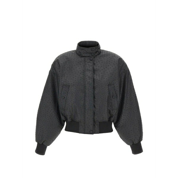 エリザベスフランキ レディース 上衣＆上衣 アウター Embossed high-neck jacket Black