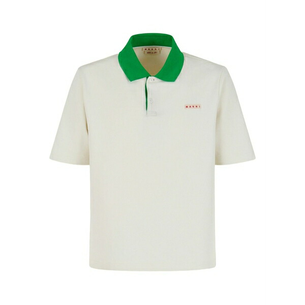 マルニ メンズ スポーツシャツ トップス Contrasting-collar polo shirt Neutrals