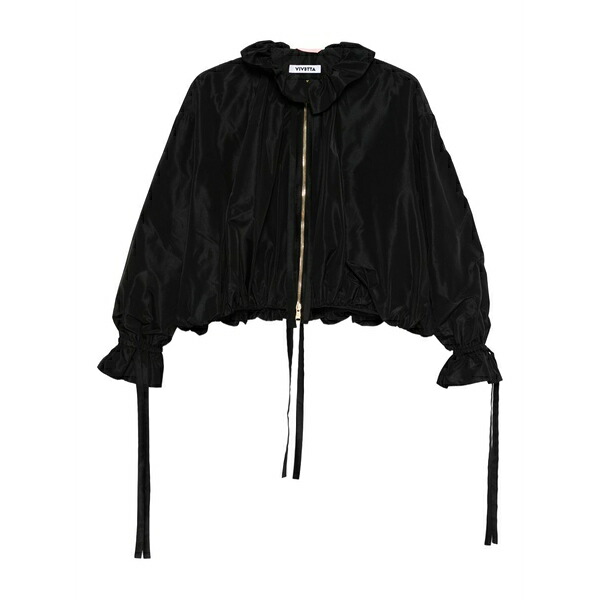 ヴィヴェッタ レディース 上衣＆上衣 アウター Ruffled zip-front jacket Black