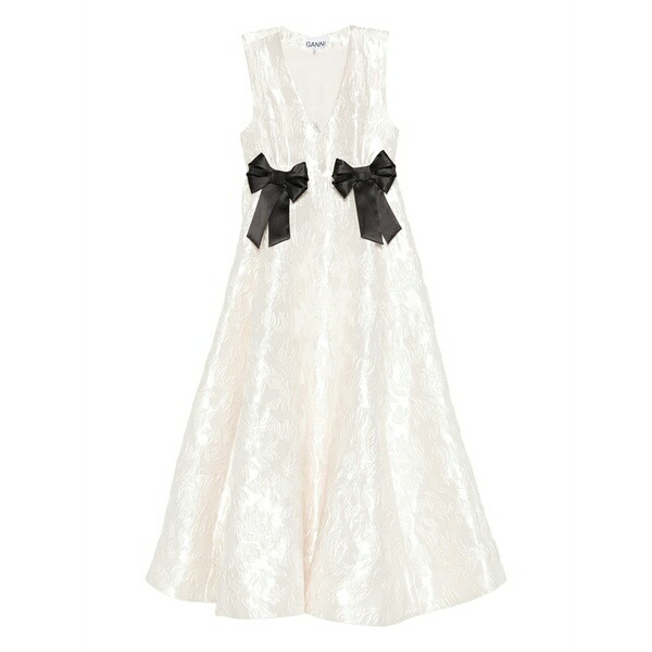 ガニー レディース ワンピース トップス Satin cloque midi dress Neutrals｜asty