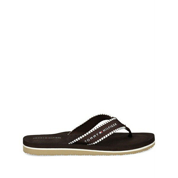 トミー ヒルフィガー レディース サンダル シューズ Webbing logo-print flip-flops  Brown コンフォートサンダル-靴-サンダル