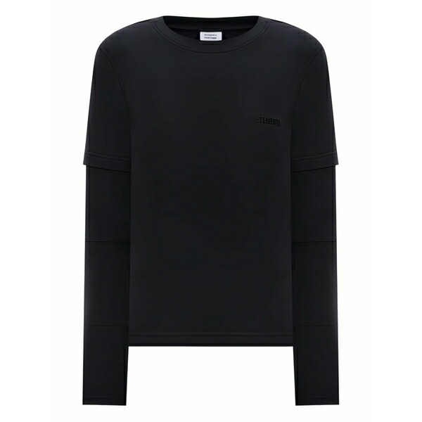 ヴェトモン レディース Tシャツ トップス Layered long-sleeve t-shirt Black|asty