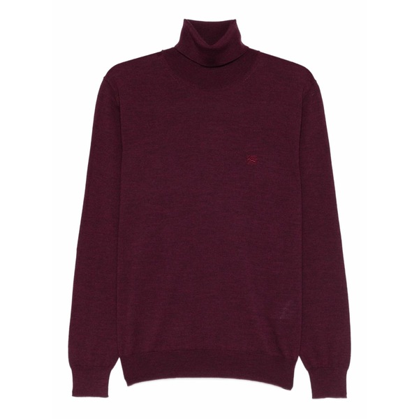 エトロ メンズ ニット&セーター アウター Roll-neck embroidered top Red｜asty