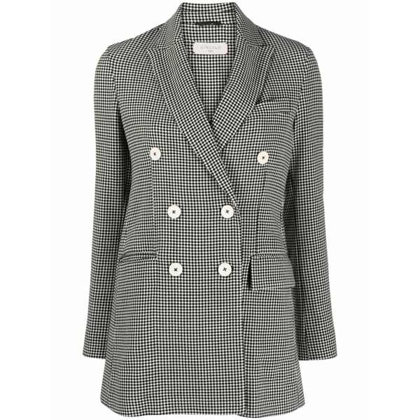 チルコロ1901 レディース ジャケット&ブルゾン アウター Check-print double-breasted blazer Black|asty