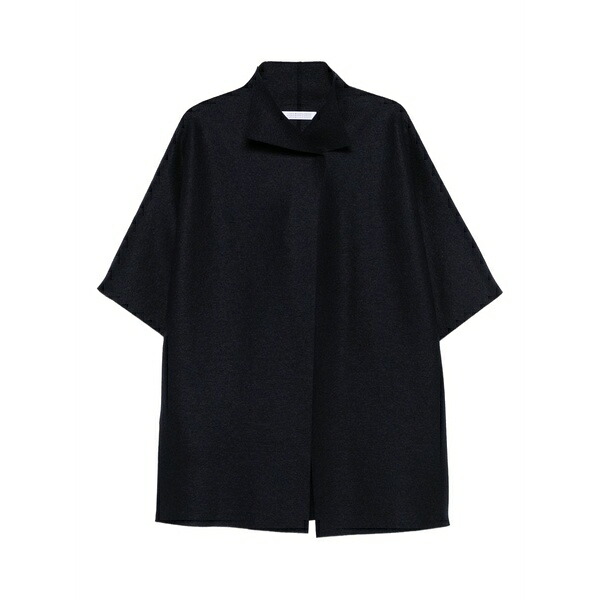 ハリスワーフロンドン レディース 厚地の外套 アウター Short-sleeve collared coat Blue