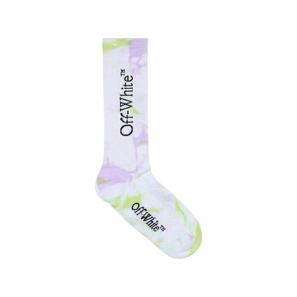 象牙色 レディース ソックス アンダー御召しもの Tie dye logo socks White
