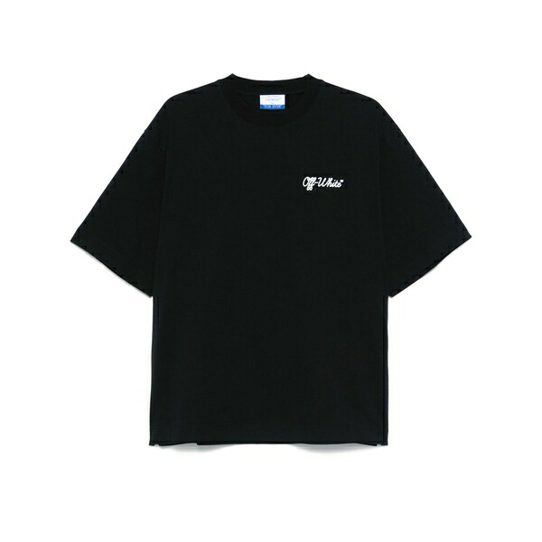 オフホワイト メンズ Tシャツ トップス Script t-shirt Black｜asty
