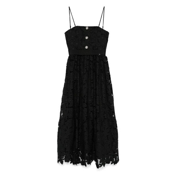 ニッサ レディース ワンピース トップス Floral-lace midi dress Black｜asty