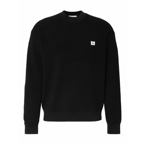 カルバンクライン メンズ 編み物\u0026プルオーバー アウター Logo-patch sweater Black
