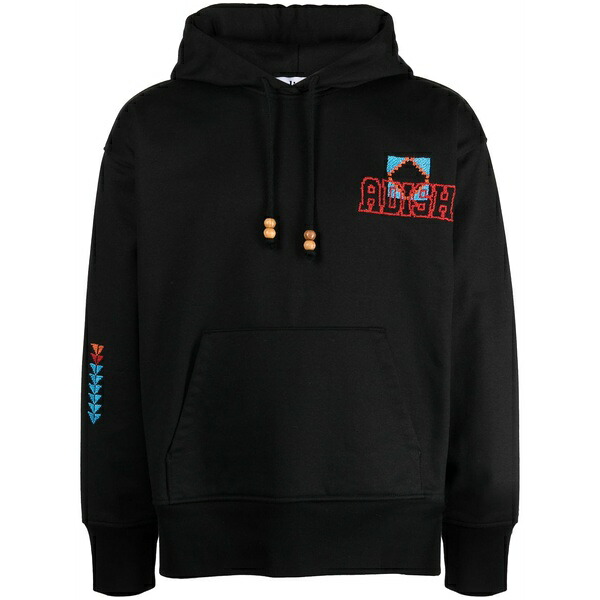 アディッシュ メンズ パーカー・スウェットシャツ アウター Kharaz-logo cotton hoodie Black｜asty