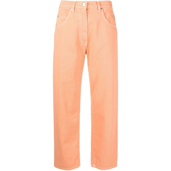 エムエスジイエム レディース デニムパンツ ボトムス Cropped straight-leg jeans Orange