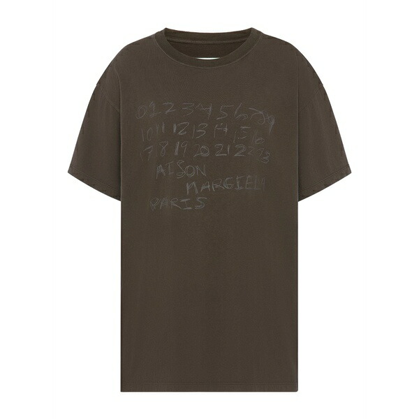 マルタンマルジェラ レディース Tシャツ トップス Numbers-motif t-shirt Brown｜asty