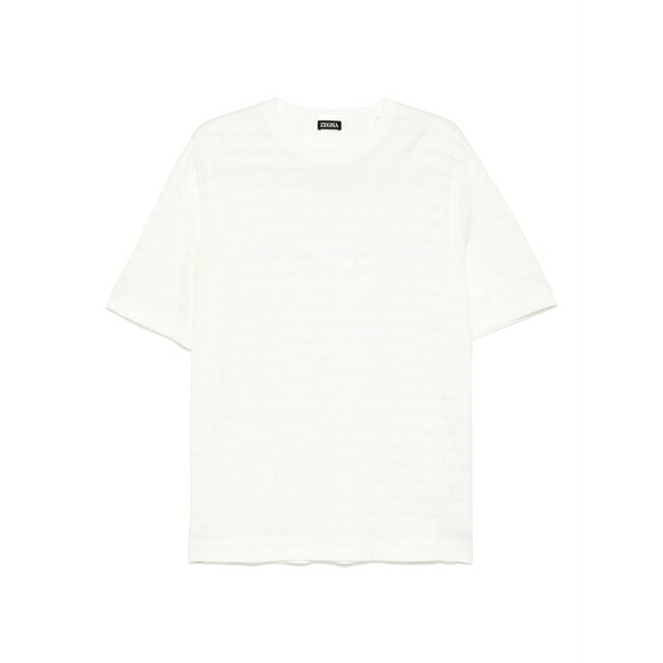 ゼニア メンズ Tシャツ トップス Striped t-shirt White|asty