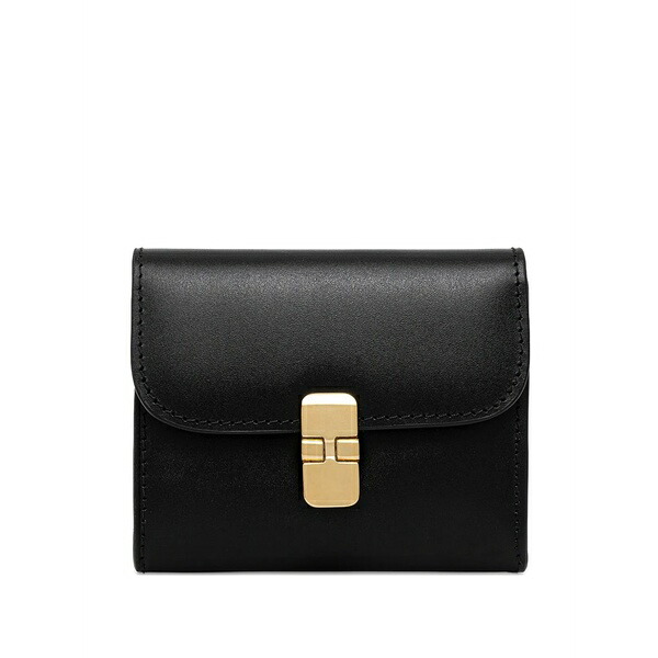 アーペーセー レディース 財布 アクセサリー Grace curved-flap leather wallet Black｜asty