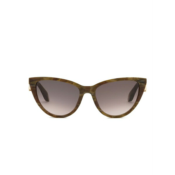 ロベルトカヴァリ レディース サングラス＆アイウェア アクセサリー Cat-eye logo-detail sunglasses Brown｜asty