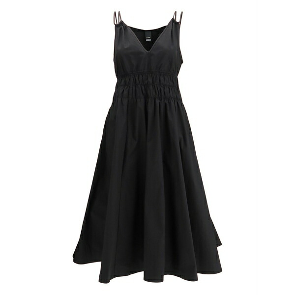 ピンコ レディース ワンピース トップス Amie v-neck ruched midi dress Black|asty