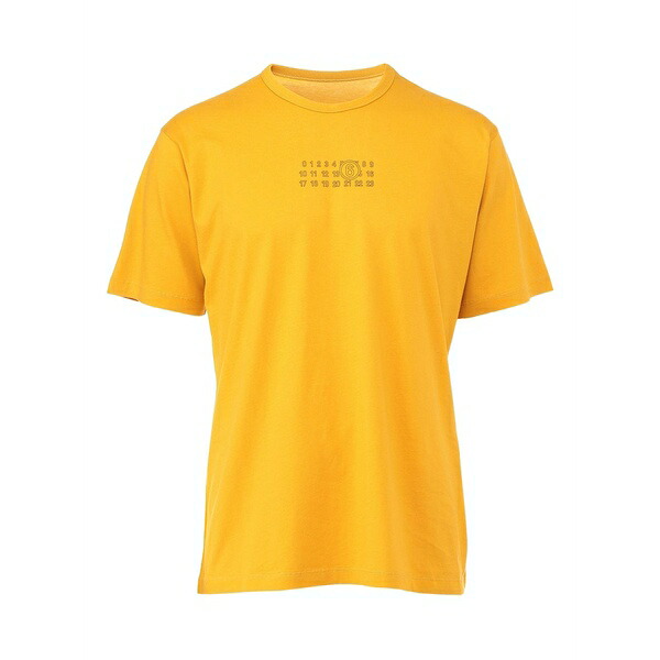 マルタンマルジェラ メンズ Tシャツ トップス Logo-number-printed t-shirt Yellow｜asty