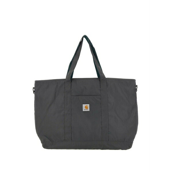 鉄道車両ハート形 メンズ トートバッグ 御徒面子 Large logo-patch tote bag Black