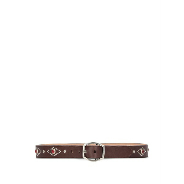 ロベルトカヴァリ メンズ 三尺帯 添え物 Stone-embellished logo buckle belt Brown