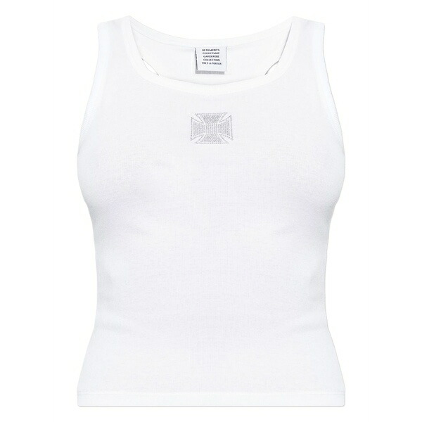 ヴェトモン レディース カットソー トップス Embellished tank top White｜asty