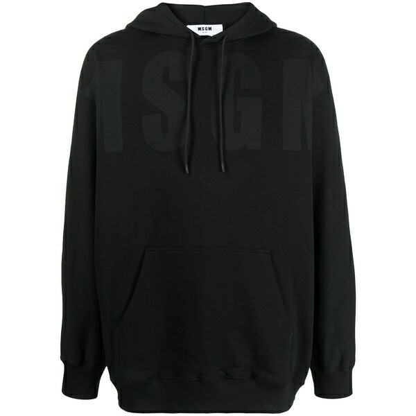 エムエスジイエム メンズ パーカー・スウェットシャツ アウター Logo-print cotton hoodie Black｜asty 40,170円