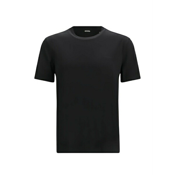 ゼニア メンズ ポロシャツ トップス Crewneck logo t-shirt Black|asty