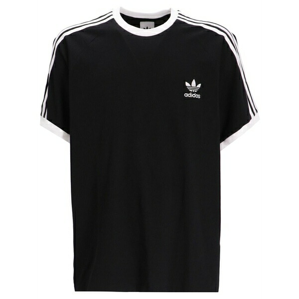 アディダス メンズ Tシャツ トップス 3 stripes crew-neck cotton t-shirt  Black