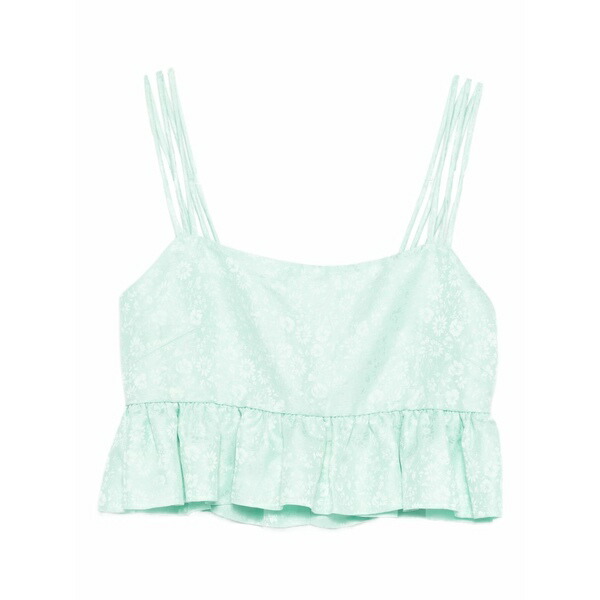 砂子ロ レディース スポーツシャツ トップス Floral-pattern ruffled top Green