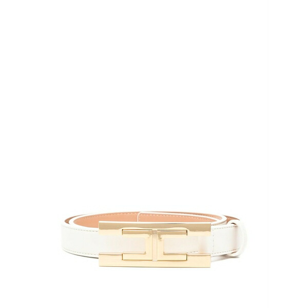 エリザベスフランキ レディース 胴締め 付属物 Logo-buckle belt White レディースベルト-バッグ・小物・ブランド雑貨