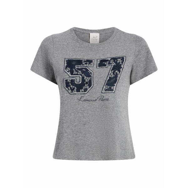 サンクアセプト レディース プルオーバー トップス Lace t-shirt Grey
