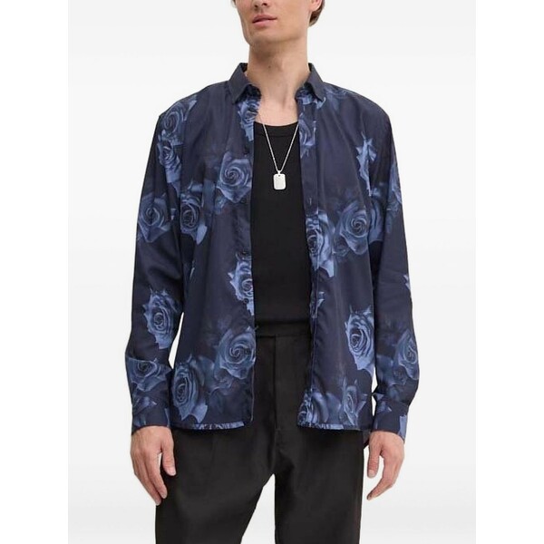 ブルンスバザー メンズ シャツ トップス Rose-print shirt Blue｜asty