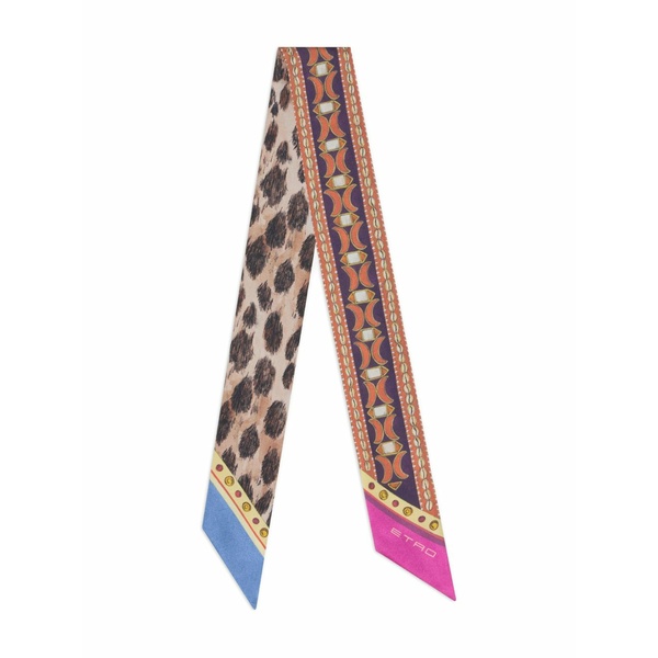 エトロ レディース えり巻き・袈裟・えり巻き 付属品 Paisleyina animal-pattern geometric-motif silk scarf Brown