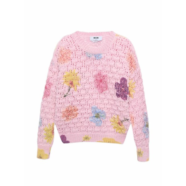 エムエスジイエム レディース ニット&セーター アウター Floral-embellishment sweater Pink|asty