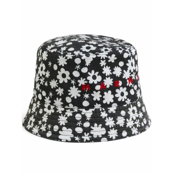 マルニ メンズ かぶり笠 添え物 Floral-print cotton bucket hat  Black