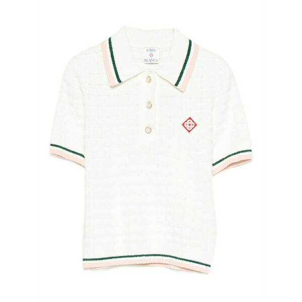 カサブランカ レディース スポーツシャツ トップス Textured-knit polo dress White