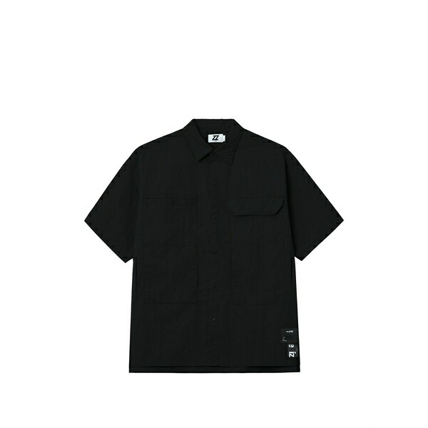 イズエ メンズ シャツ トップス Short sleeve pocket shirt Black|asty
