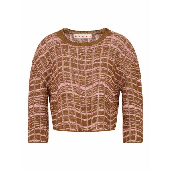 マルニ レディース 編み物\u0026プルオーバー アウター Jacquard-pattern laddered sweater Brown
