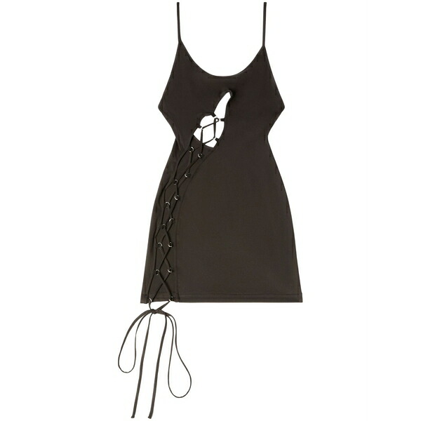 ヘロン プレストン レディース ワンピース トップス Lace-up strech minidress Black|asty