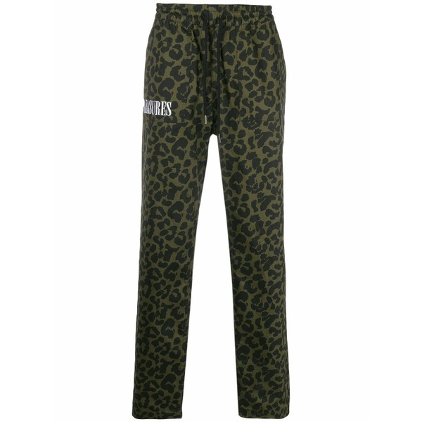 プレジャーズ メンズ カジュアルパンツ ボトムス Leopard print drawstring trousers Green|asty