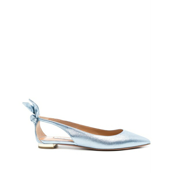 アクアズーラ レディース サンダル シューズ Bow tie leather ballerinas Blue｜asty