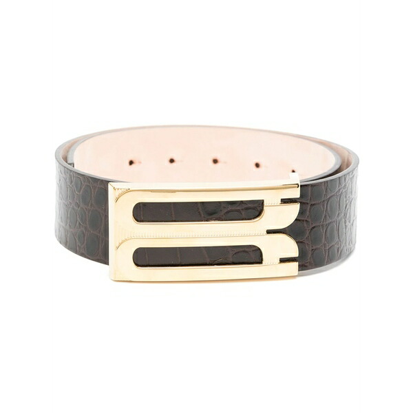 ヴィクトリア ベッカム レディース 三尺帯 付属物 Crocodile-embossed leather jumbo frame belt Brown