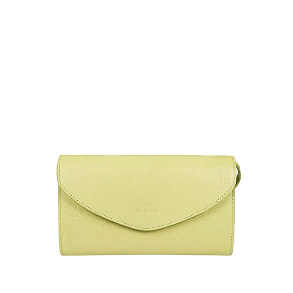 イル ビゾンテ レディース クラッチペダル御徒面子 御徒面子 Small flap-fastening leather clutch bag Green