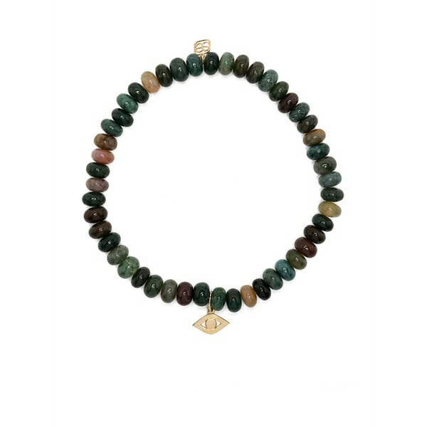 シドニーエバン メンズ ブレスレット・バングル・アンクレット 付属物 14kt yellow gold evil eye agate beaded bracelet Green