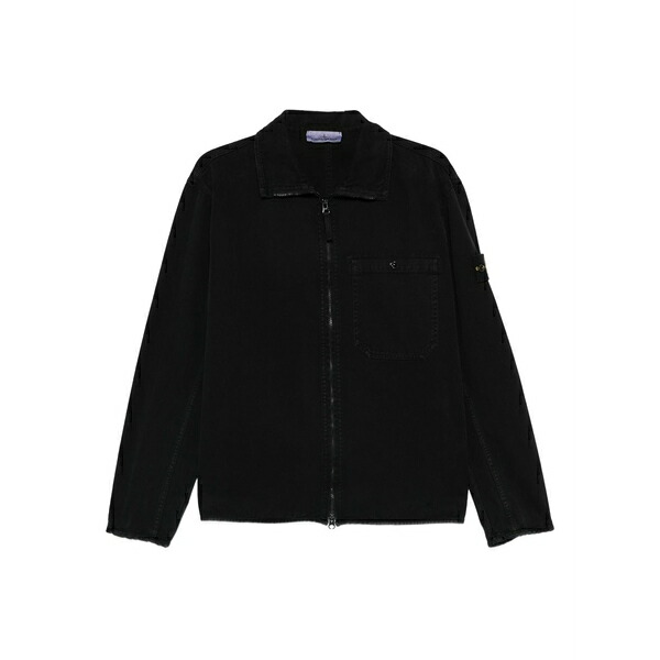 ストーンアイランド メンズ ジャケット&ブルゾン アウター Zip pocket overshirt Black|asty