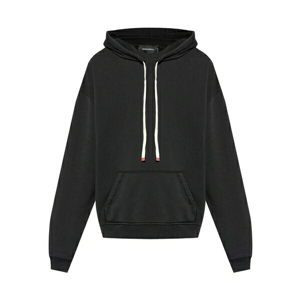 ディースクエアード メンズ パーカー・スウェットシャツ アウター Kangaroo-pocket drawstring hoodie Black｜asty
