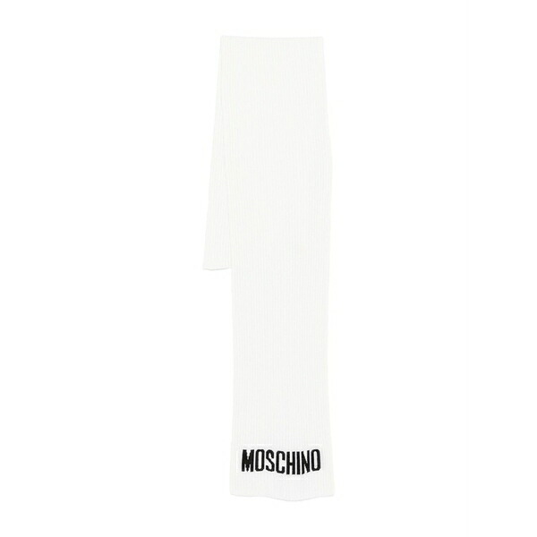 モスキーノ メンズ マフラー・ストール・スカーフ アクセサリー Ribbed logo scarf White